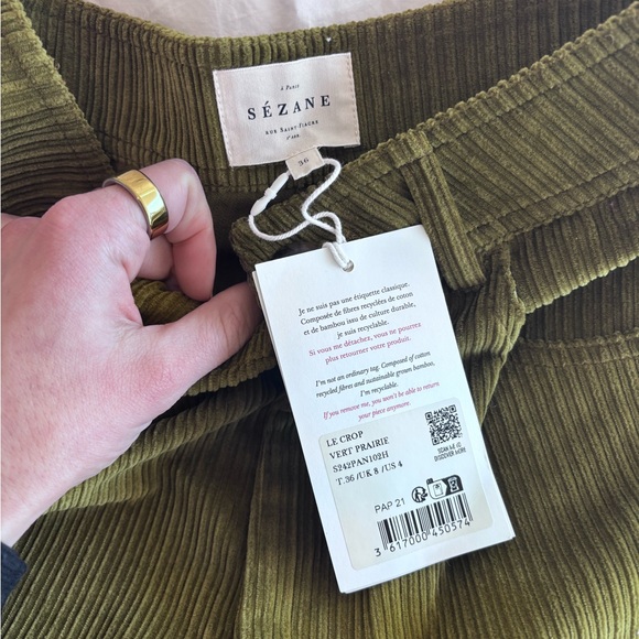 SOLD NWT Sézane Le Crop Trousers in Meadow Green Size 4/36 - Picture 5 of 7